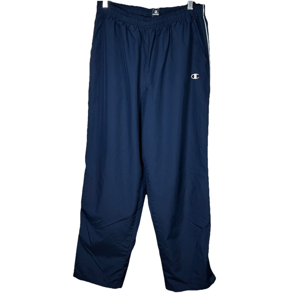 Vintage Champion Track Pants Men's Large Mesh Lined Side Zip 90s Y2K Blue